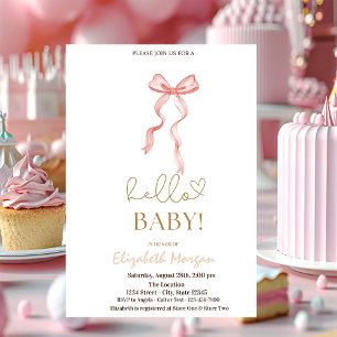 Waterverf Roze Strik Stippen Baby Shower Kaart