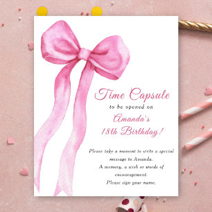 Waterverf roze strik Time Capsule 1e verjaardag Poster
