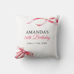 Waterverf Roze Stromend Lint Sweet 16 Verjaardag Kussen