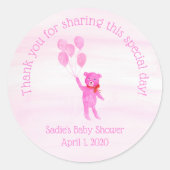 Waterverf roze Teddy Bear-ballonnen Stickers (Voorkant)