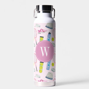 Waterverf Roze Tennis Patroon Monogram Waterfles