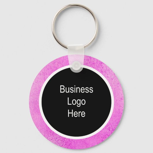 Waterverf Roze Thin White Stroke Business Logo Sleutelhanger (Voorkant)