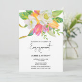 Waterverf Roze Tulp Bruiloft Verloving Uitnodigen Kaart (Staand voorkant)