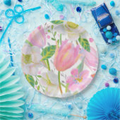 Waterverf roze Tulp Pattern Bord (Feest)