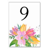 Waterverf Roze Tulp Tafel Tafel Nummer Kaart (Achterkant)