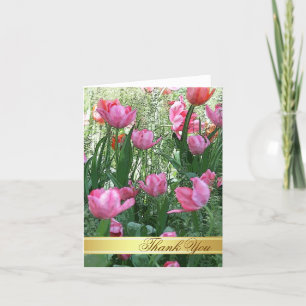Waterverf Roze Tulpen Bedankkaart