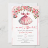 Waterverf Roze Tutu Jurk rozen en Gouden Boog Kaart (Voorkant)