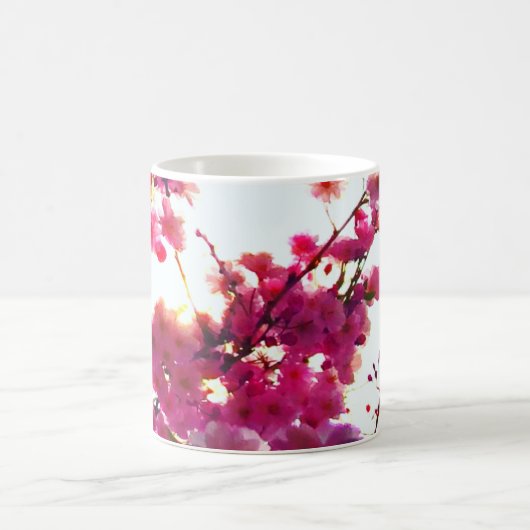 Waterverf roze veer floraal | Drijvende boom Koffiemok (Center)