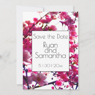 Waterverf roze veer floraal   Drijvende boom Save The Date