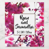 Waterverf roze veer floraal | Drijvende boom Wijn Etiket (Enkel label)