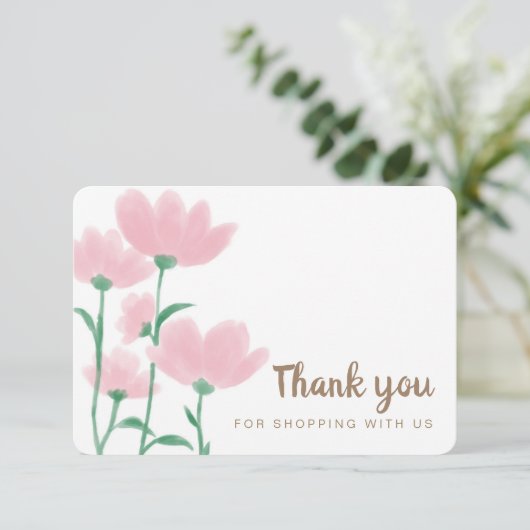 Waterverf Roze ventilator Hartelijk dank Bedankkaart (Staand voorkant)