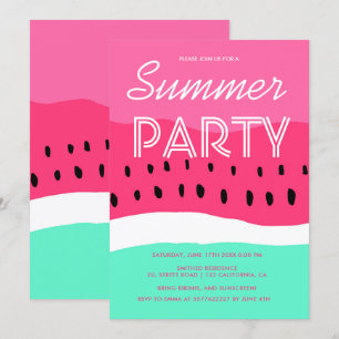 Waterverf roze watermeloen zomerfeest kaart