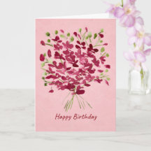 Waterverf Roze Wilde Bloemen Boeket Verjaardag