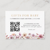 Waterverf Roze Wildflower Baby shower Registry CA Informatiekaartje (Voorkant)