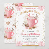 Waterverf Roze Winterkoekjes en Cacaoverjaardag Kaart (Voorkant / Achterkant)