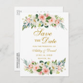 Waterverf Roze wit goud sparen de Datum Aankondigingskaart (Voorkant / Achterkant)