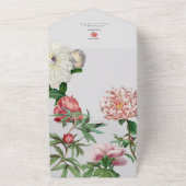 Waterverf Roze Wit Pioenrozen Bloemen Bruiloft All In One Uitnodiging (Buitenkant)