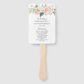 Waterverf Roze Wit Rozen Eucalyptus Groen Handwaaier (Voorkant)