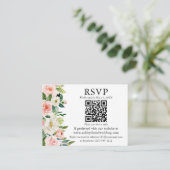 Waterverf Roze witte bloedvaten QR RSVP bruiloft Informatiekaartje (Staand voorkant)