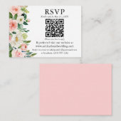 Waterverf Roze witte bloedvaten QR RSVP bruiloft Informatiekaartje (Voorkant / Achterkant)
