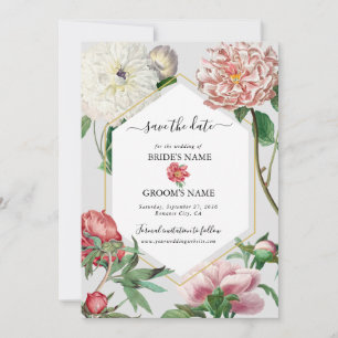 Waterverf Roze Witte Pioen Bloemen Bruiloft Save The Date