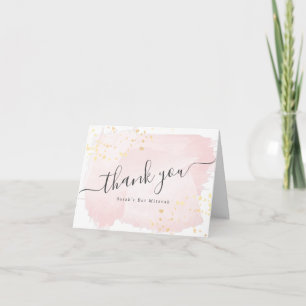 Waterverf Roze x Gold Bat Mitzvah Hartelijk dank Bedankkaart