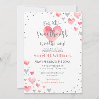Waterverf Roze Zilver Liefje Baby shower Kaart