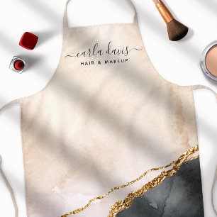 Waterverf Roze Zwart Goud Marmer Zakelijk Schort