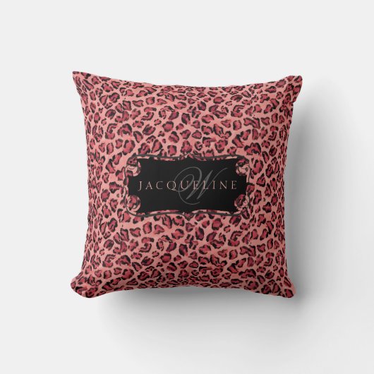 Waterverf Roze Zwart Leopard Meisje Kinderkamer De Kussen (Voorkant)