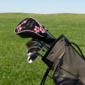 Waterverf Roze Zwarte Kersenbloesem Monogram Golfheadcover (Insitu)