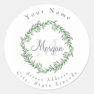 Waterverf Rozemarijn Krans Ronde Sticker
