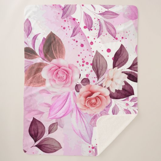 WATERVERF ROZEN 4 SHERPA DEKEN (Voorkant)