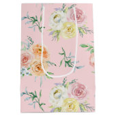 Waterverf Rozen 99e Verjaardag Medium Gift Bag Medium Cadeauzakje (Achterkant)