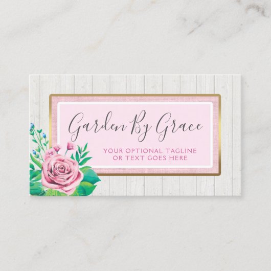 Waterverf Rozen & bijtende wood met kristallen Visitekaartje (Voorkant)