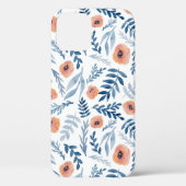 Waterverf Rozen: Blauwe bladeren naadloos Case-Mate iPhone Case (Achterkant)