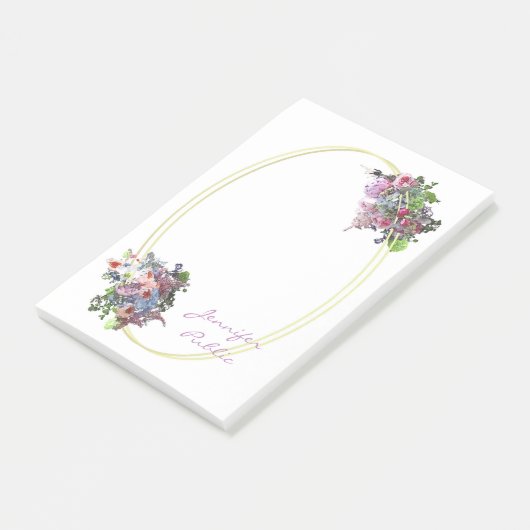 Waterverf Rozen Bloemen Hand Script Sjabloon Post-it® Notes (Schuin)