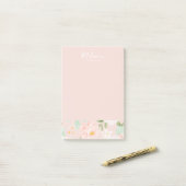 Waterverf Rozen Bloemen in Roze en Perzik Post-it® Notes (Op bureau)
