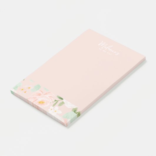 Waterverf Rozen Bloemen in Roze en Perzik Post-it® Notes (Schuin)