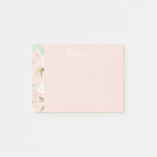 Waterverf Rozen Bloemen in Roze en Perzik Post-it® Notes (Voorkant)