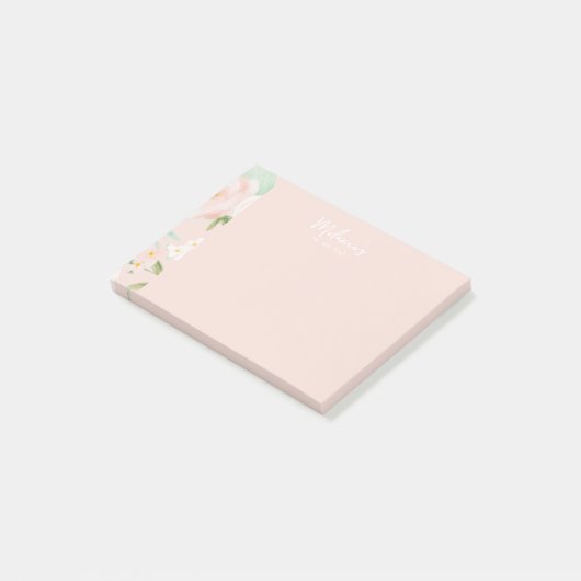 Waterverf Rozen Bloemen in Roze en Perzik Post-it® Notes (Schuin)