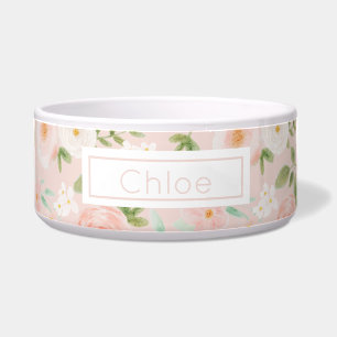 Waterverf Rozen Bloemen in Roze en Perzik Voerbakje