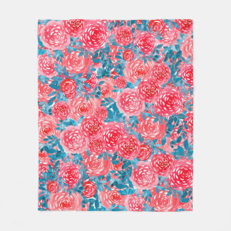 Waterverf Rozen Bloemen Tapestry Fleece Deken