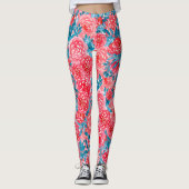 Waterverf Rozen Bloemen Tapestry Leggings (Voorkant)