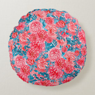 Waterverf Rozen Bloemen Tapestry Rond Kussen