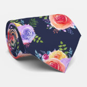 Waterverf Rozen bloemenboeketpatroon Stropdas (Opgerold)