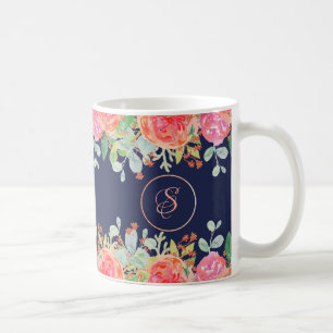 Waterverf Rozen Bloemenmarine Koffiemok