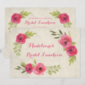 Waterverf Rozen Bridal Lunch Uitnodigingen (Voorkant / Achterkant)