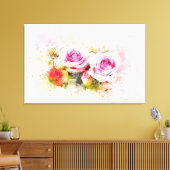 Waterverf Rozen Canvas Afdruk (Insitu (Woonkamer))