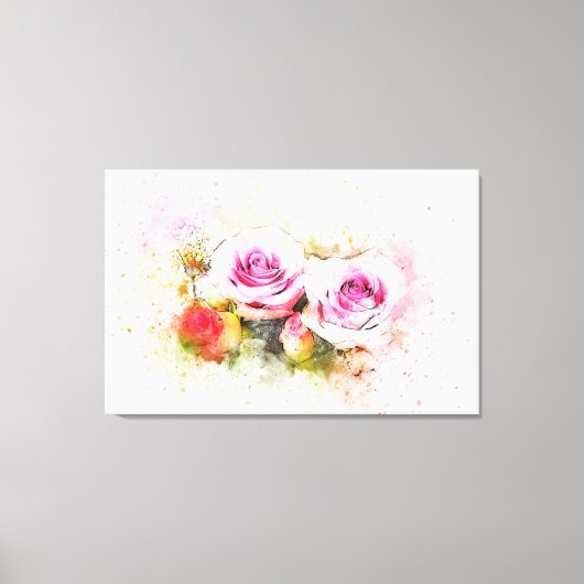 Waterverf Rozen Canvas Afdruk (Voorkant)