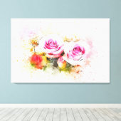 Waterverf Rozen Canvas Afdruk (Insitu (Houten vloer))